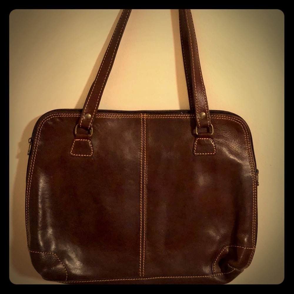 Brown no-label Italian leather shoulder bag/tote